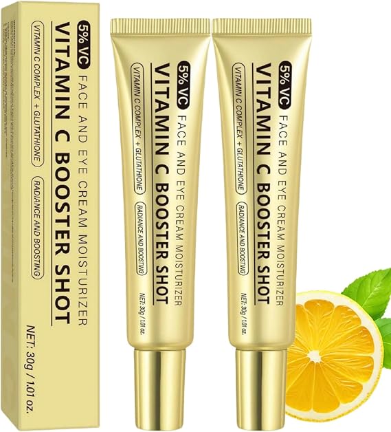 2PCS Vitamin C Booster Shot Serum,Balance Vitamin C Serum for Face & Eye,Anti-Aging Vit C Serum for Dark Spots, ine Lines & Wrinkles,Eye Cream for Dark Circles,Skincare Vitamin Shots,Anti-Aging