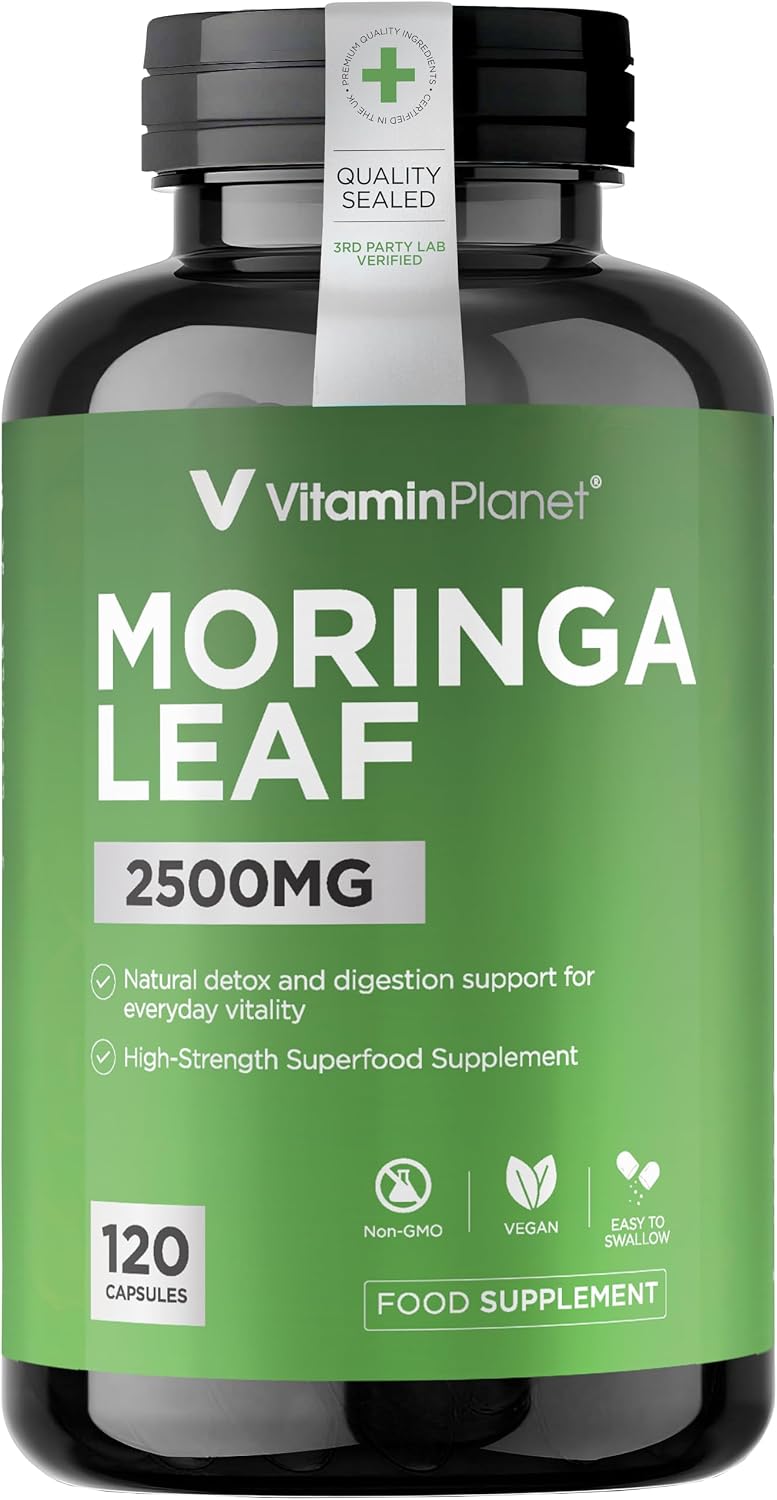 Moringa Leaf 2500mg | High Strength Moringa Oleifera Leaf Extract 10:1 | 120 Vegan Tablets | Food Supplement | Supports Digestion & Everyday Vitality | Easy to Swallow | Made in the UK