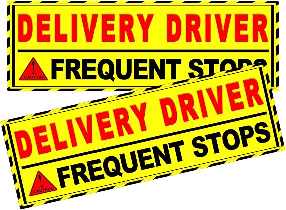 2 Pack Delivery Driver Car Magnet Signs, Delivery Vehicle Magnetic Car Sign, Reflective Delivery Driver Frequent Stops Magnet (Red - 2 Pack)