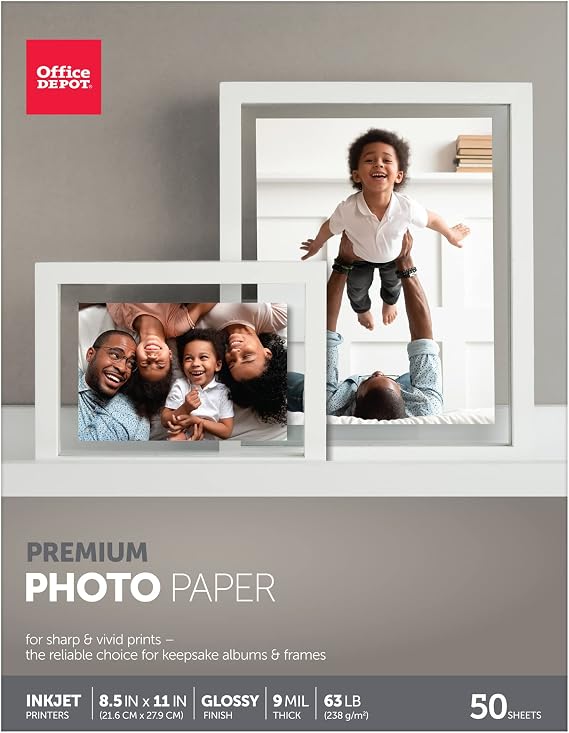 Office Depot Premium Photo Paper, Gloss, 8 1/2in. x 11in., 9 Mil, Pack Of 50 Sheets, 123427