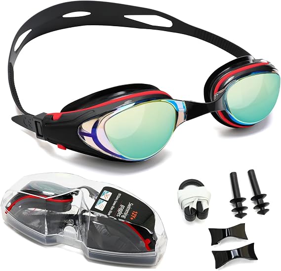 Body+ Nearsighted Swim Goggles, Shortsighted Optical Mirror/Non-Mirror Lens Swimming Goggles Anti-Fog for Adult Men Women