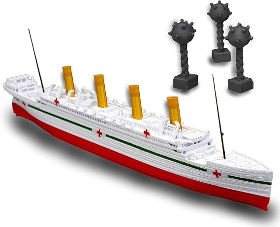TheRoller3d HMHS BRITANNIC Model Ship with SeaMines, 1 Ft Long Assembled Titanic Toys for Kids, Historically Accurate Titanic Toy, Ship, Cake Topper, Figurine, Boat Replicas