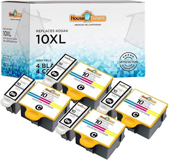 Houseoftoners Remanufactured for Kodak 10XL Ink Cartridge High Yield Replacement for Kodak 10XL EasyShare 5100 5300 5500 ESP 3250 5210 5250 6150 7250 9250-8 Pack of (4 Black,4 Color)