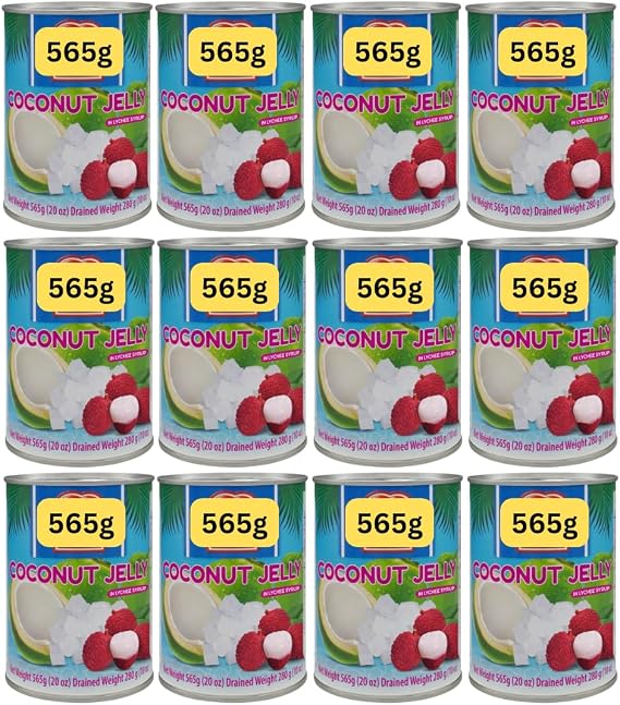 Coconut Jelly Cubes In Lychee Syrup 565g Jars Jelly For Bubble Tea (12x565g)
