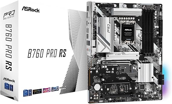 ASRock B760 Pro RS ATX Motherboard | Supports 14th/13th/12th Gen Intel | DDR5 7200+ (OC) | PCIe 5.0 | 2.5G LAN | 10+1+1 Power Phase | Front & Rear USB-C