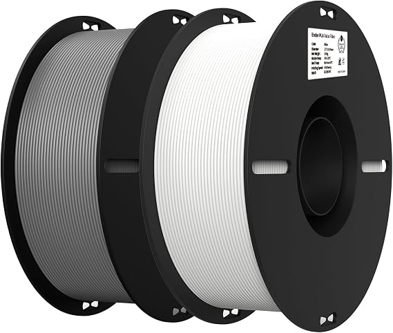 Creality PLA 3D Printer Filament, Grey & White, 2-Pack, 2KG Total