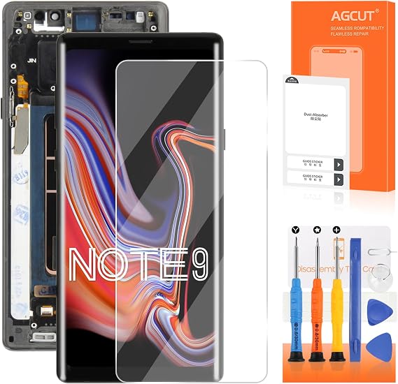 OLED for Samsung Galaxy Note 9 Screen Replacement for Display para Samsung Note 9 LCD SM-N9600 SM-N960F SM-N960U Screen Replacement Digitizer Touch Assembly with Frame(Support Fingerprint) (Black)