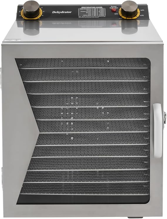 Food Dehydrator, 110V 800W Stainless Steel Freeze Dryer Machine Commerical Jerky Dehydrator with Adjustable Timer & Temperature Control for Fruits, Veggies, Meats, Herbs(12 Grid Trays)