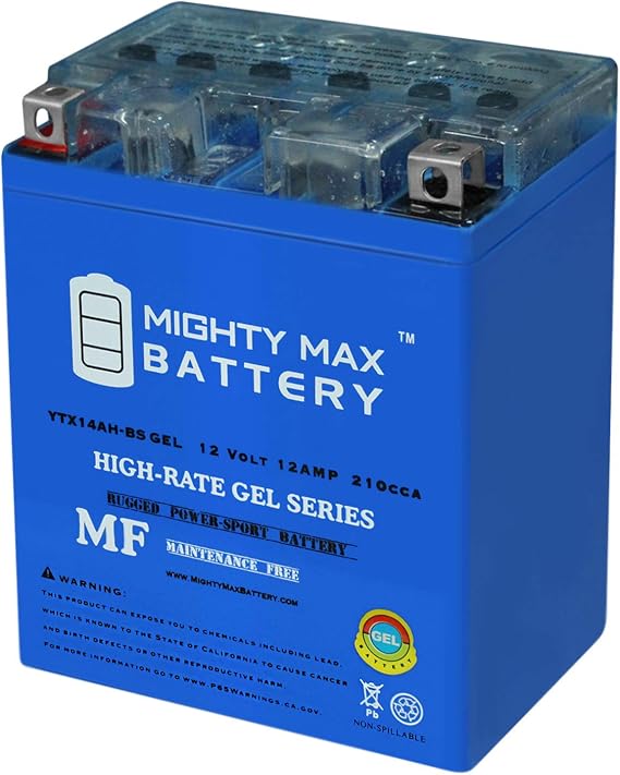 Mighty Max Battery YTX14AH-BS GEL 12V 12AH Battery Replaces High Performance Polaris