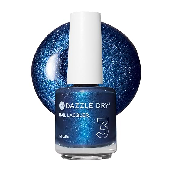 Dazzle Dry Nail Lacquer (Step 3) - Fashion Week - A midnight blue with a purple shift. Semi-sheer shimmer. (0.5 fl oz)