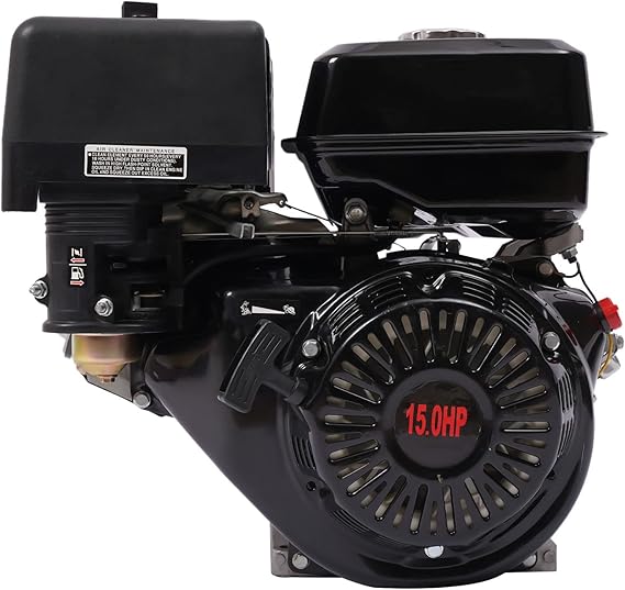 420CC 15HP Gas Motor Engine,4 Stroke OHV Horizontal Shaft Gas Engine Recoil Start Go Kart Motor,9KW 3600Rpm for Go Kart, Compressors, Trenchers(Black)