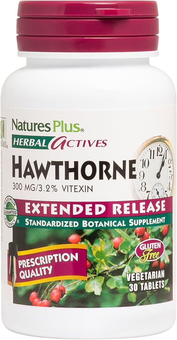 NaturesPlus Herbal Actives Extended Release Hawthorne - 30 Tablets - Vegetarian, Gluten Free - 30 Servings