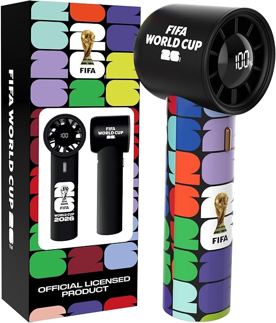 FIFA World Cup 2026 Portable Handheld Fan, High Speed Turbo Mini Fan Rechargeable, Personal Cooling Fan with 100 Speeds & LED Display, Small Fan for Travel, Outdoor Soccer Fans (Colored)