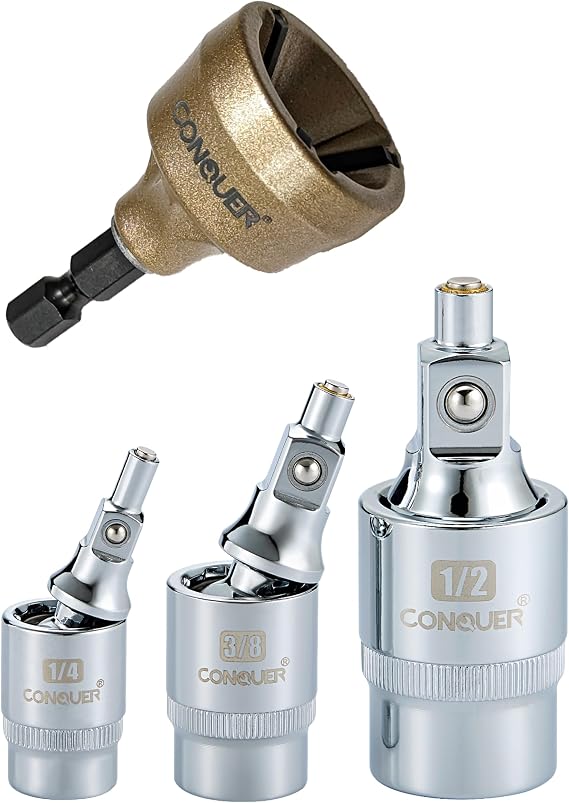 CONQUER Precision Tool Set Bundle: Magnetic Socket Extension Set + Tungsten Blade Deburring External Chamfer Tool
