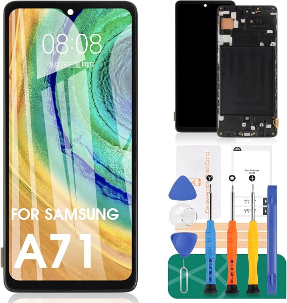 Screen Replacement for Samsung Galaxy A71 A715 A715F A715FD 6.7" LCD Display Touch Digitizer Glass Assembly with Frame (Not for A71 5G/A716)