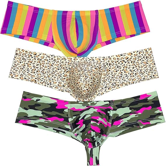 OROCOJUCO Men Cheeky Briefs Printed Body Boxer Thong Brazilian Bikini Mini Shorts Underwear Skimpy Boxers Trunks