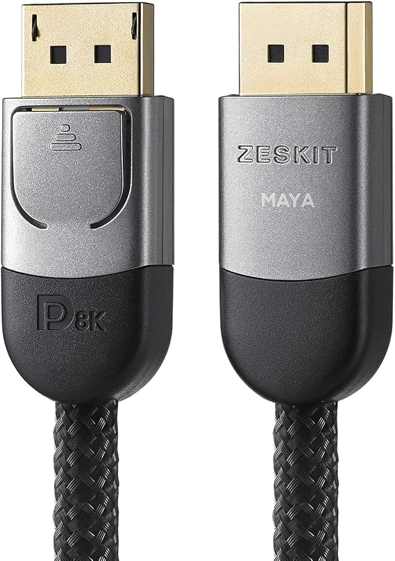 Zeskit Maya Certified DP 1.4 Cable, 4K 120Hz 8K 60Hz 1440p 144Hz 240Hz HDR 32.4Gpbs HBR3 (3ft, Braided Jacket)