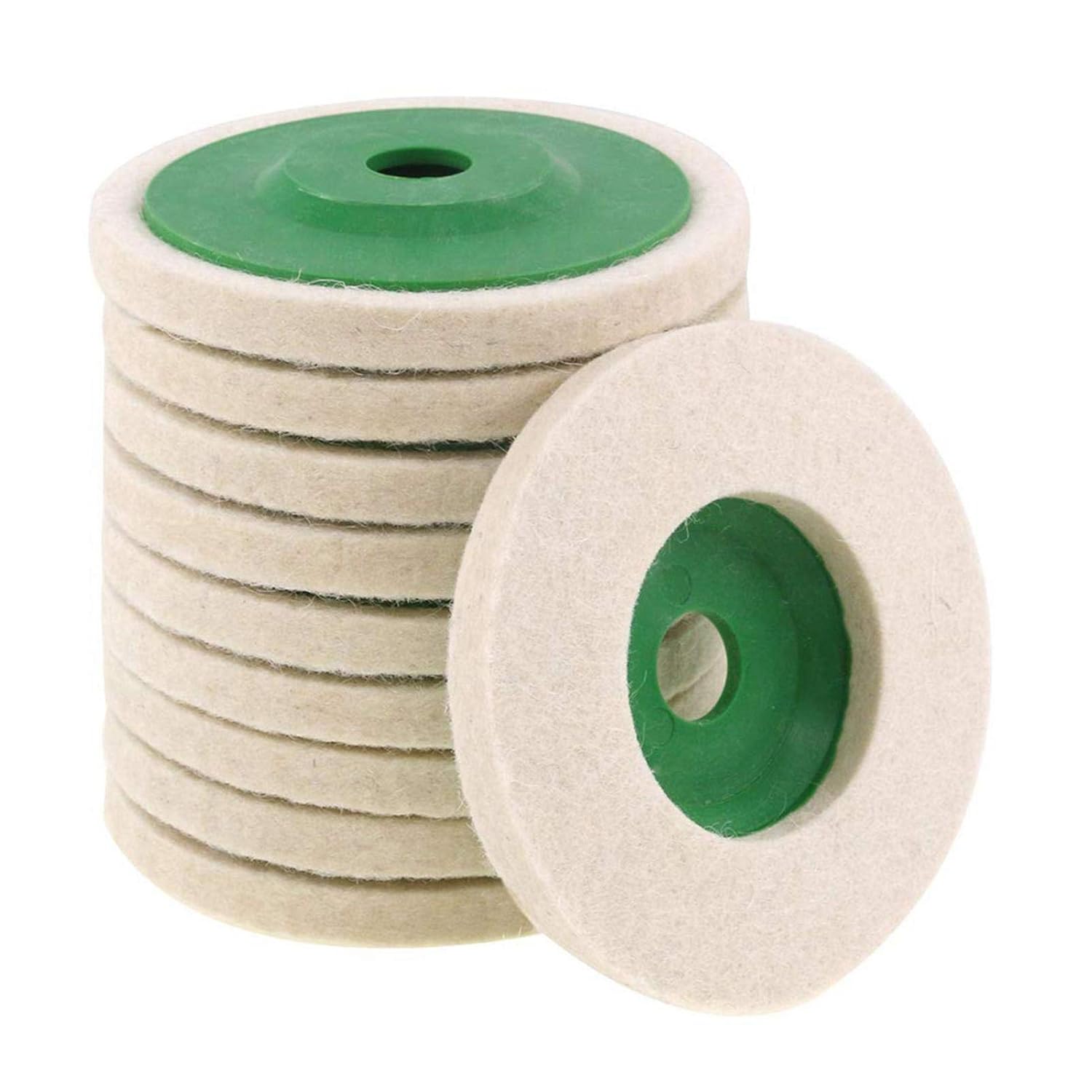 YOUGE Angle Grinding Machine Rotary Tool Abrasive Grinding 10 Pieces 4 inch Wool Polishing Polishing Wheel Pad for Metal Polishing, Glass and Ceramic Polishing, Marble, Automotive and Wood Floor Polishing