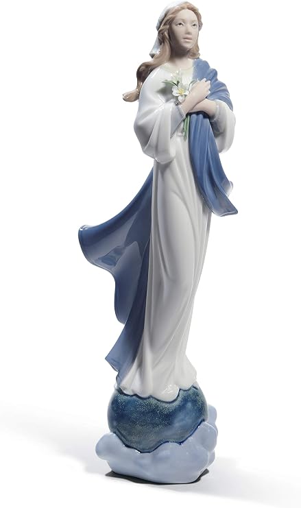 LLADRO Blessed Virgin Mary Figurine. Porcelain Virgin Mary Figure.