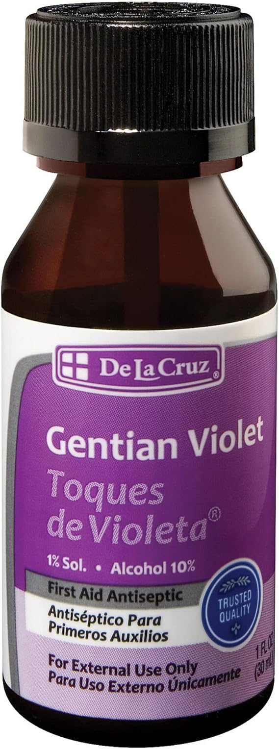 De La Cruz Gentian Violet - Violeta de Genciana - Tincture of Violet 1% First Aid Antiseptic, 1 FL OZ