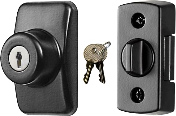 Ideal Security Model GLK Deadbolt for Storm and Screen Doors, Key Lock, Matte Black (2-Piece Set)