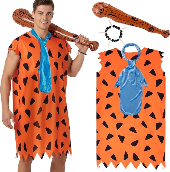 Mens Caveman Halloween Costumes for Adults Womens Funny Simple Halloween Outfits for Cosplay & Family Parties