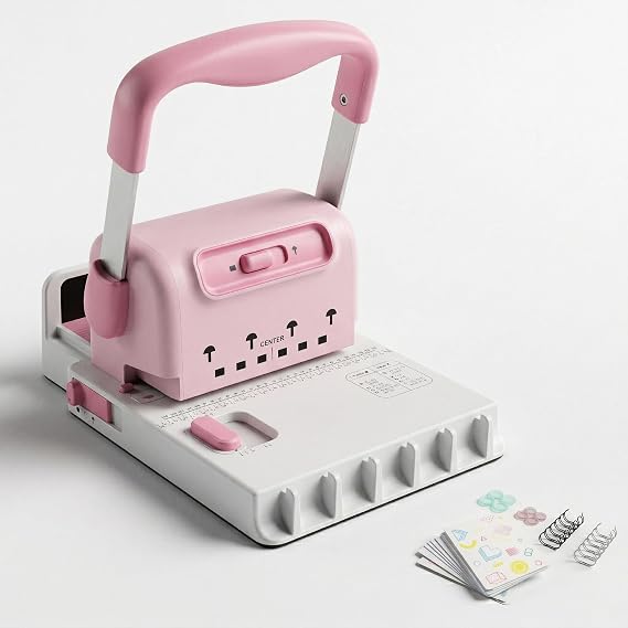 MAKEASY Spiral Cinch Binding Machine - Punches 30 Sheets - 2 in 1 Wire & Disc - Portable Book Binding Kit for DIY Booklets, Journals, Planners & Scrapbooks, Includes Starter Accessories