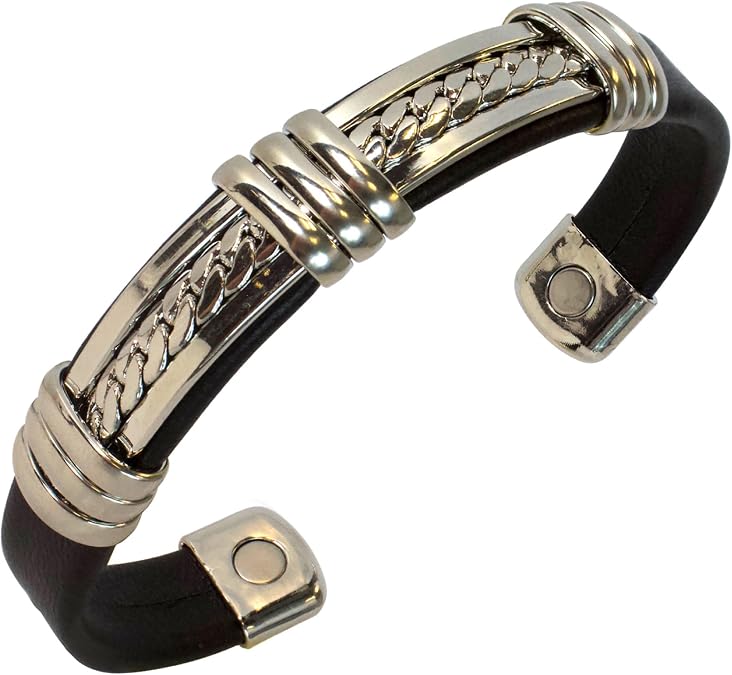 Earth Therapy Real Copper and Leatherette Motorcycle Bracelet for Men and Women - Stylish Magnetic Jewelry Accessories for Motor Sports Enthusiasts