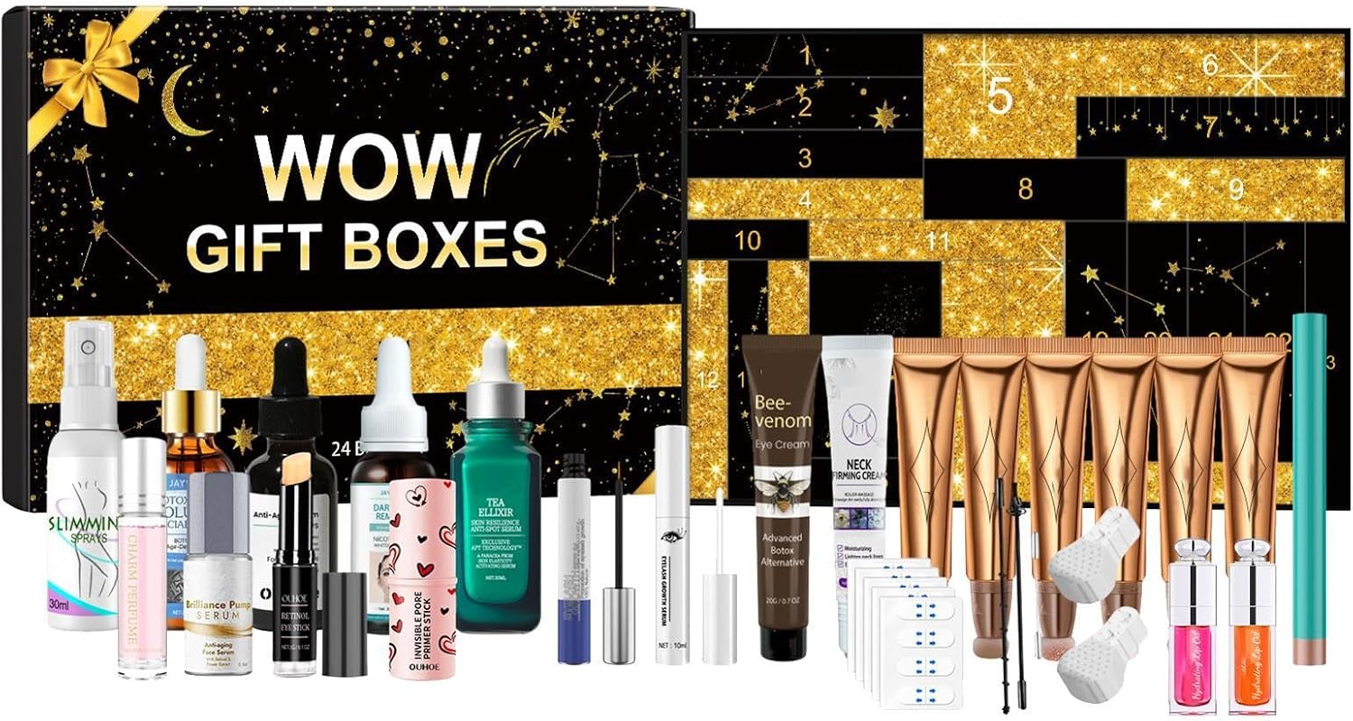 Makeup Advent Calendar 2024 For Girls Women,24 Days Beauty Advent Calendar, Beauty Skincare Christmas Countdown Calendar,Cosmetic Surprises Present Makeup Present