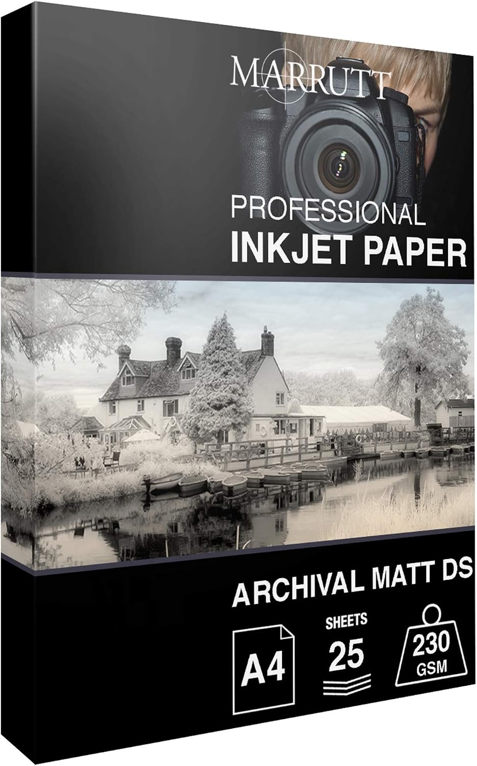 Marrutt 230gsm Archival Matt Double Sided Inkjet Photo Paper: A4-25 Sheets
