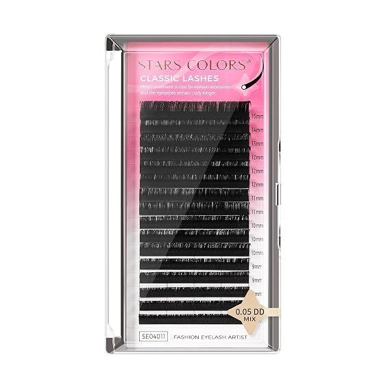 Eyelash Extensions 0.03/0.05/0.07/0.10/0.15/0.20 C CC D DD Curl 7-15mm Individual Lashes Premium Classic Lash Soft Matte Dark Professional Eyelashes Extension(0.05-DD-MIX)