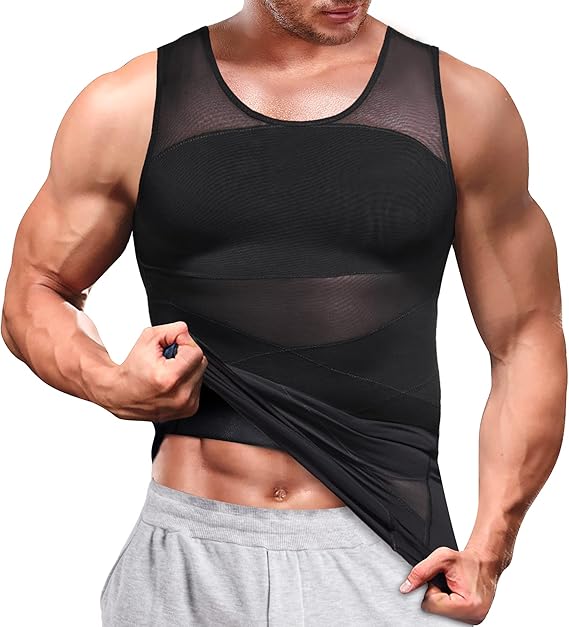 Compression Shirt for Men Slimming Body Shaper Tummy Control Vest Shapewear Waist Trainer Vest Workout Tank Tops