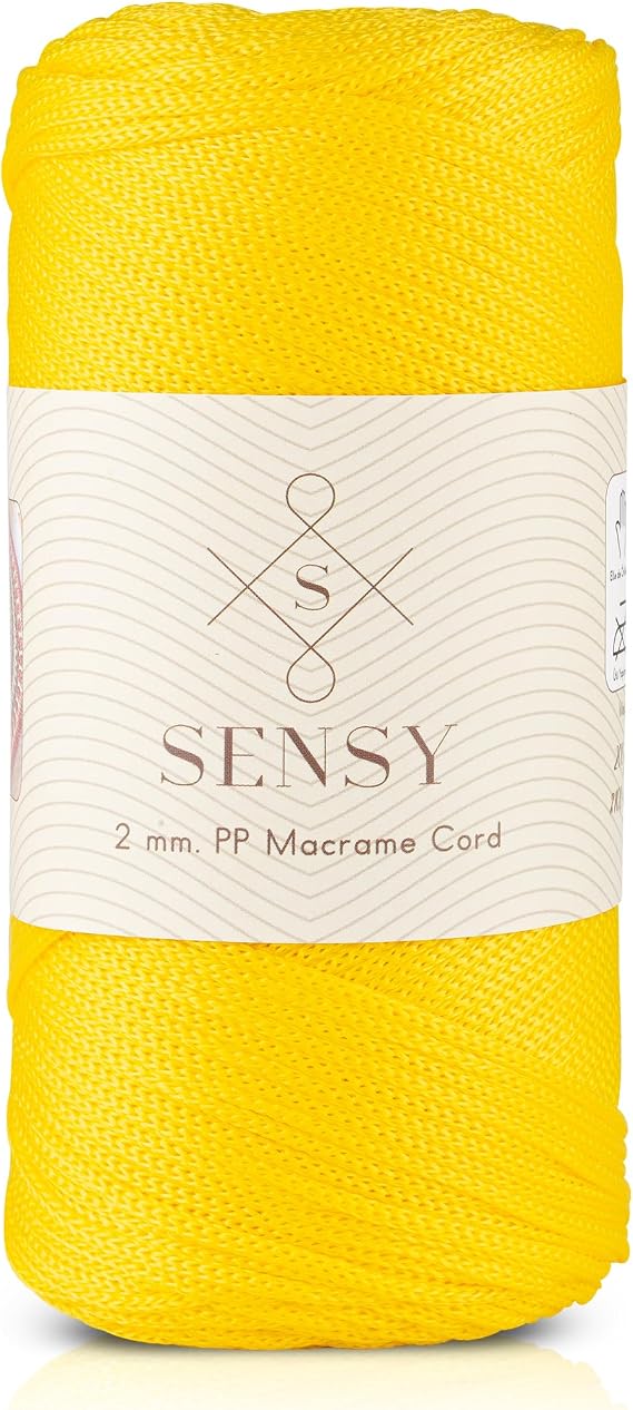 2 Mm - 200 gr Polyester Makrome Ipi Siyah 230 M Polyester Makrome Ip Supla Ip Ve Çanta Ipliği (Sarı)