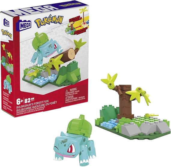 MEGA Pokemon Action Figure Building Toys Set for Kids, Bulbasaur's Forest Fun with 82 Pieces, 1 Poseable Character, Age 9+ Years Gift Idea