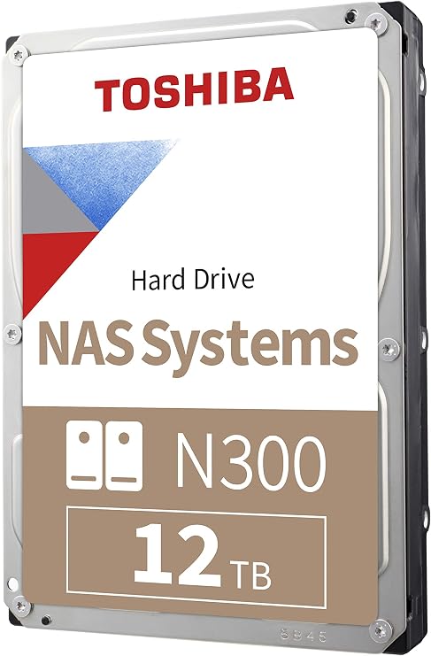Toshiba N300 12TB NAS 3.5-Inch Internal Hard Drive - CMR SATA 6 Gb/s 7200 RPM 256 MB Cache - HDWG21CXZSTA