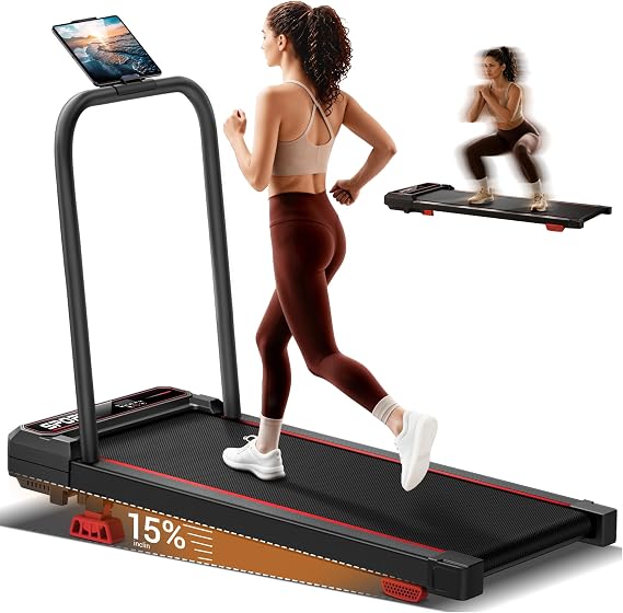 CURSOR FITNESS Walking Vibration Pad with 14% Incline 3.0HP Under Desk Portable Treadmills for Home Quiet 265LBS Vibration Plate Treadmill with Remote Control