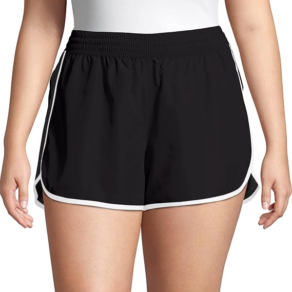 Just My Size Women's Active Plus-Size Woven Running Shorts, Moisture-Wicking Shorts, 4"