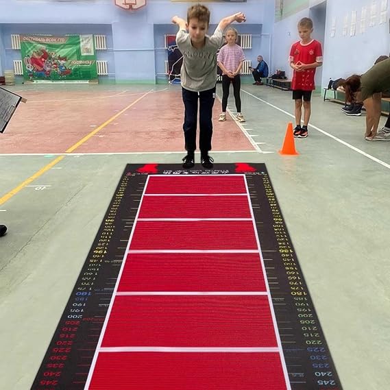 Standing Broad Jump Mat Non Slip Mat, Middle School Long Jump Mat Test Device, Play Room Jump Rope Training Pad Rug, Sport Long Jump Trainer Measurer (Kids)