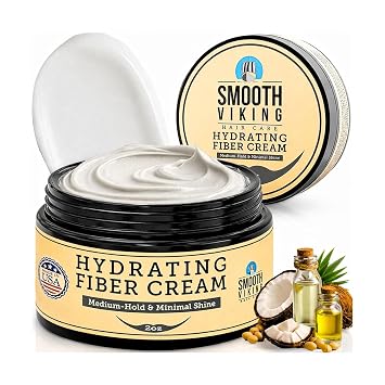Smooth Viking Hydrating Fiber Cream for Men - Fiber Cream with Medium Hair Hold, Minimal Shine, 2oz - Hair Fibers for Thinning Hair, Flexible Mens Hair Cream for Natural Style