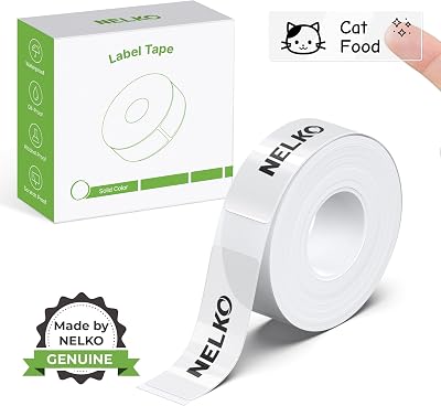 Nelko Genuine P21 Label Maker Tape, Adapted Label Print Paper, 14x40mm 0.55x1.57, Standard Laminated Office Labeling Tape Replacement, Multipurpose of Home, Office, 180 LabelsRoll, Transparent