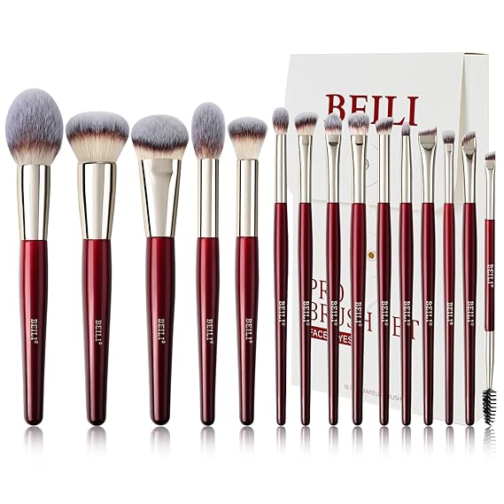 BEILI Makeup Brushes 15Pcs Professional Eyeshadow Brush Set Premium Synthetic Makeup Brushes for Liquid, Cream & Powder Eyeshadow