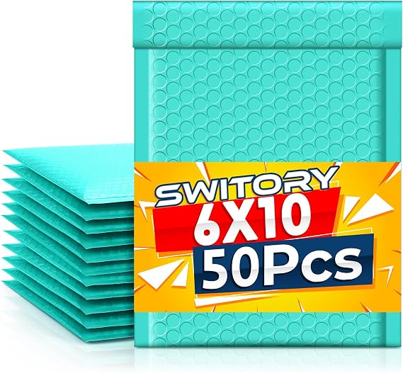 Switory 50pcs Padded Envelopes A5 Bubble Mailers 6x10In Packaging Bags Small Bubble Envelopes Wrap Envelope Mailer Bags Poly Mailers 15.3cmx22.9cm, Green