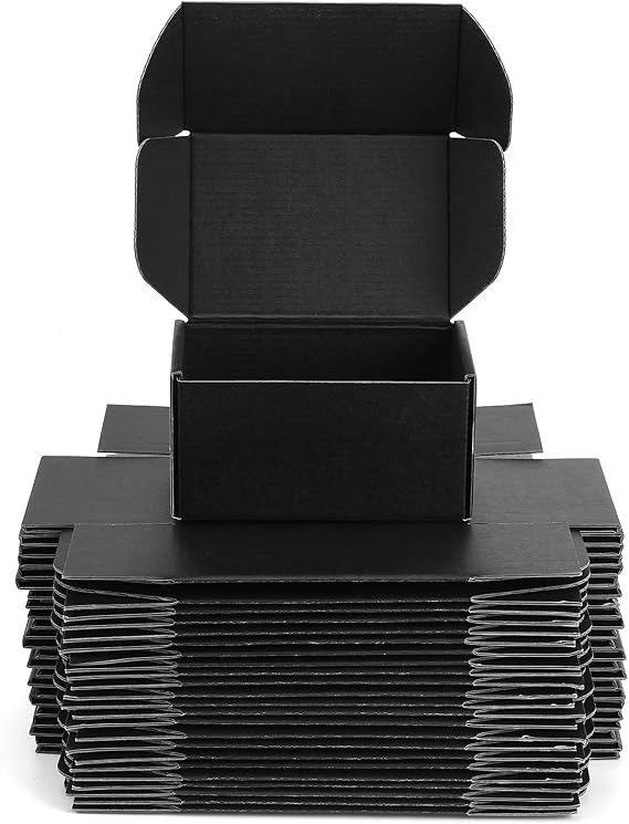 Black Shipping Boxes 6x4x3 Inches, 20 Pack