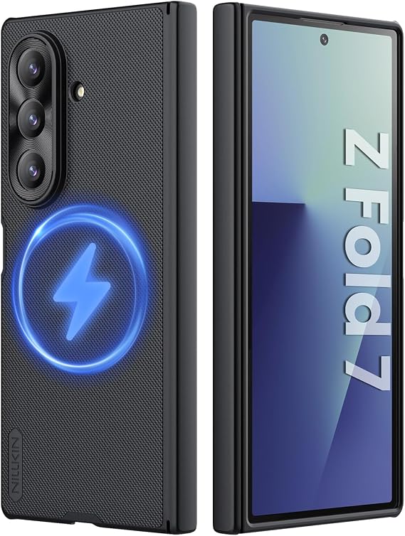 Nillkin Samsung Galaxy Z Fold 7 Magnetic Case, with Hinge Protection Front Cover Slim, Compatible with Magsafe, Frosted Shield Protective Case for Galaxy Z Fold 7 5G (Black)