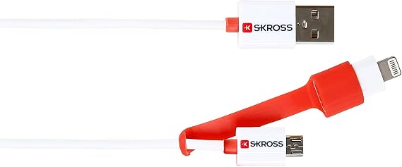 Skross 2 in 1 Charge N Sync Micro USB & Lightning Connector Cable, White