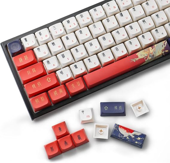 PBT Keycaps, XDA Profile Custom Keycap for Mechanical Keyboards, Full 109 Key Set with 1.75u Shift Key(Taoism Keycaps)