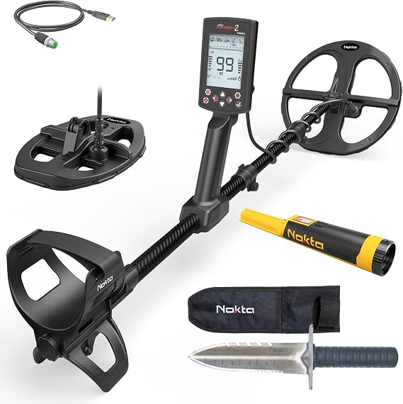 Nokta The Legend 2 Simultaneous Multi Frequency Metal Detector, Waterproof Detector for Adults with Wireless Headphones and 2 Search Coils, ACCUPOINT & Premium Digger