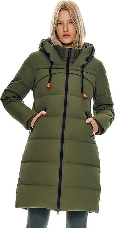 Orolay Women's Thickened Winter Down Coat Hooded Puffer Long Jacket with Pocket