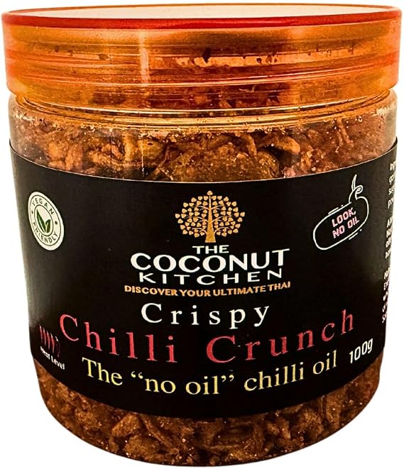 Crispy Chilli Crunch,100g. Crispy chilli oil "without the oil". Made with garlic, onion, chilis. For ramen toppings, pizza, salads, sushi extra umami. Secret crunchy condiment