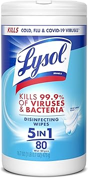 Lysol Disinfectant Wipes, Dorm Room Essentials, Multi-Surface Antibacterial Cleaning Wipes, For Disinfecting and Cleaning, Crisp Linen, 80 Count